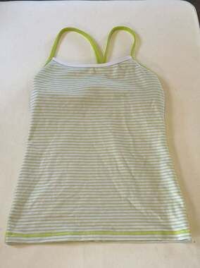 Lululemon Power Y Tank Top Lime Green Striped Size 6